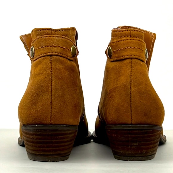 Zodiac Womens Brown Suede Madison Ankle Booties Cognac Brown Zip Closure SZ 10 - Picture 3 of 10